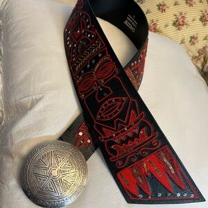 Chico’s wide embellished leather belt